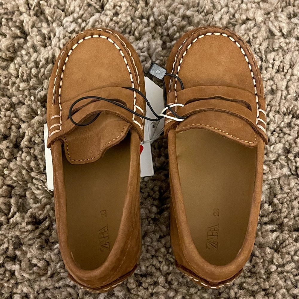 Brand New Zara Kids Size 23 (7) Mocassins Brown